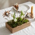 Keinotekoiset viiriäisenmunat, koristeelliset höyhenet kepissä, 36 cm, 12 kpl | Floristik24.fi