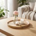 Koristeellinen tarjotin/lautanen luonnonpuusta, akaasiapuuta, Ø20cm | Floristik24.fi