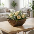 Kukkakulho uritettuna soikea vene antrasiittikulta 36cm | Floristik24.fi