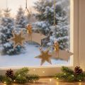 Enkeli tähdenlennolla, joulukoriste ripustettavaksi, Adventti Valkoinen, Kultainen H13cm W21,5cm 2kpl 2kpl | Floristik24.fi