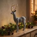 Koristeellinen hirven koristefiguuri koristeellinen poroparvi harmaa H37cm | Floristik24.fi