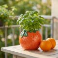 Välimerellinen koristeellinen oranssi maljakko keraaminen kukkaruukku Ø9cm | Floristik24.fi