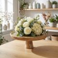 Puinen koristeellinen kakkulautanen jalustalla, luonnollinen ulkonäkö, Ø25cm | Floristik24.fi