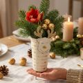 Poro Kasvi Ruukku, Adventti Koriste, Metalli Koriste, Istutin jouluksi Valkoinen, kultainen H28cm Ø8,5cm | Floristik24.fi