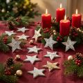 Kookospähkinä tähti valkoinen harmaa 5cm 50kpl adventtitähdet hajallaan koriste | Floristik24.fi