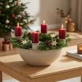 Kynttilänjalka, jossa 4 pidikettä, moderni adventtiseppele, beige, 15 cm | Floristik24.fi