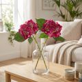 Keinotekoiset hortensiat Pink Branch Flower Lehdet 43cm 2kpl | Floristik24.fi