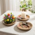 Puiset lautaset kukilla ja perhosilla, luonnonvaaleanpunainen, Ø15cm, 3 kpl | Floristik24.fi
