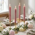 Kartiokynttilät yksiväriset vanha pinkki 34mm x 300mm 4 kpl | Floristik24.fi