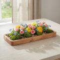 Koristeellinen tarjotin, pitkänomainen akaasiapuu, luonnonmukainen 40×15cm | Floristik24.fi