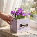 Laatikko Shabby Chic Deco Puinen Purppura Spring Deco 12,5 × 12,5 × 10 cm | Floristik24.fi