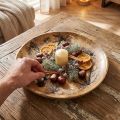 Deco Plate Wood Luonnollinen, Kultainen Crackle Effect Mangopuu Ø30 | Floristik24.fi