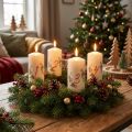 Adventtikranssikynttiläsetti 1-4 kermanväristä jouluaiheista RAL-laatua Valmistettu Saksassa 130/70 mm 4 kpl | Floristik24.fi
