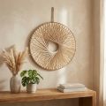 Boho-seinäkoriste puinen rengas luonnonvärinen hamppu Ø40cm | Floristik24.fi