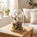 Lasikello puutarjottimella, lasipurkki, kirkas, luonnonmukainen, Ø17cm, K24cm | Floristik24.fi