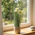 Keinotekoinen ruoho Echinacean kanssa valkoisessa ruukussa 56cm | Floristik24.fi