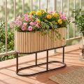 Minikorotettu kukkapenkki, jardiniere, ruukku, puuta, soikea, 50 × 20 cm, korkeus 40 cm | Floristik24.fi