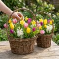 Soikea pajukori kahvalla, ruskea, 28/24 cm, 2 kpl setti | Floristik24.fi