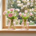 Lasinen kukkamaljakko, retro, pinkki, Ø11cm, K14.5cm, 2 kpl | Floristik24.fi