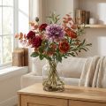Tekokukka Dahlia Purppura silkkikukka ja silmu K57cm | Floristik24.fi