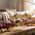 Ginkgo lehtiriipus, Adventtikoristeet, metallikoristeet syksyyn Golden L12cm 12 kpl | Floristik24.fi