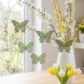 Koristeellinen ripustin perhonen vihreä glitter 8cm 12 kpl | Floristik24.fi