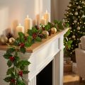 Jouluseppele keinotekoinen holly Ilex seppele 160cm | Floristik24.fi
