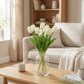 Artificial Tulips White Cream Real Touch 38cm 7 kpl | Floristik24.fi
