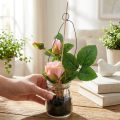 Ruusu lasipunaa H23cm | Floristik24.fi
