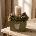 Puinen istutuslaatikko, shabby chic -tyylinen, vihreä, 11 × 14,5 × 14 cm | Floristik24.fi