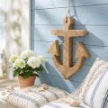 Riippuva ankkuri Mango Wood Nautical Ripustin Natural H24,5cm | Floristik24.fi