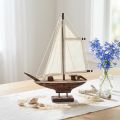 Purjevene koristelu laiva männyn ruskea 32×5×41cm | Floristik24.fi