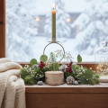 Kynttilänjalka koivupuisella jalustalla ja metallirenkaalla, 20 cm | Floristik24.fi