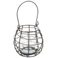 Floristik24 Puutarhalyhty, mustaa metallia tuulivalolla, Ø14cm, korkeus 12,5cm