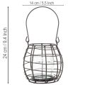 Puutarhalyhty, mustaa metallia tuulivalolla, Ø14cm, korkeus 12,5cm | Floristik24.fi