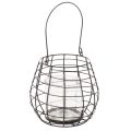 Floristik24 Puutarhalyhty lasisella kynttilänjalalla, musta, Ø20cm, K18.5cm