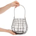 Puutarhalyhty lasisella kynttilänjalalla, musta, Ø20cm, K18.5cm | Floristik24.fi