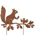 Floristik24 Puutarhakeppi orava oksalla, kulunutta metallia, 42 cm korkea, 3 kpl