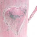 Floristik24 Kastelukannu sydän pinkillä, pesty valkoinen Ø12,5cm K13cm