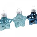 Floristik24 Mini joulukuusen koristeet Mix lasi sininen, glitter valikoituja 4cm 12kpl