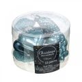 Floristik24 Mini joulukuusen koristeet Mix lasi sininen, glitter valikoituja 4cm 12kpl
