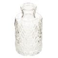 Floristik24 Mini lasinen maljakko timanttikuviolla, pieni pöytämaljakko, pullo, läpinäkyvä, 9 cm, 6 kpl