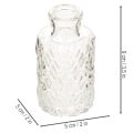 Mini lasinen maljakko timanttikuviolla, pieni pöytämaljakko, pullo, läpinäkyvä, 9 cm, 6 kpl | Floristik24.fi