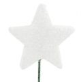 Floristik24 Glitter-tähti vaijerivalkoisella 4cm L22cm 60kpl