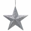 Floristik24 Glitter tähti hopea 9,5 / 5cm 18kpl