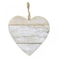 Floristik24 Sydän puuta, koristesydän ripustettavaksi, sydän deco valkoinen 20cm