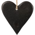 Floristik24 Riippuva koristelu liuskekivi sydän koristeellinen sydämet musta 7cm 6kpl