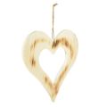Floristik24 Koristesydän puinen koristesydän sydämessä poltettu luonnollinen 25x25cm