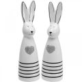 Floristik24 Kanin keraaminen mustavalkoinen, pääsiäispupun koristelu kani pari sydämellä K20,5cm 2kpl