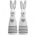 Floristik24 Kanin keraaminen mustavalkoinen, pääsiäispupun koristelu kani pari sydämellä K20,5cm 2kpl
